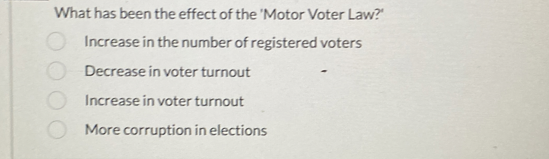 Solved What has been the effect of the 'Motor Voter