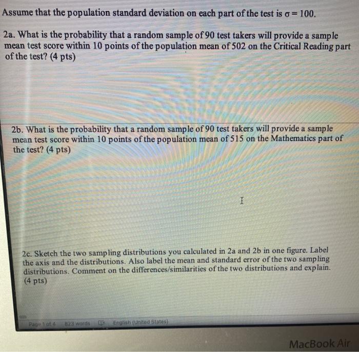 Solved Assume that the population standard deviation on each | Chegg.com