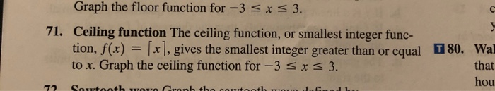 Graph The Floor Function For 3 Sxs 3 71 Ceiling Chegg Com
