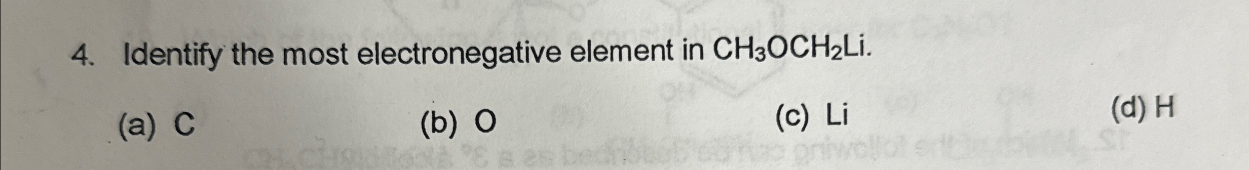 Solved Identify the most electronegative element in | Chegg.com