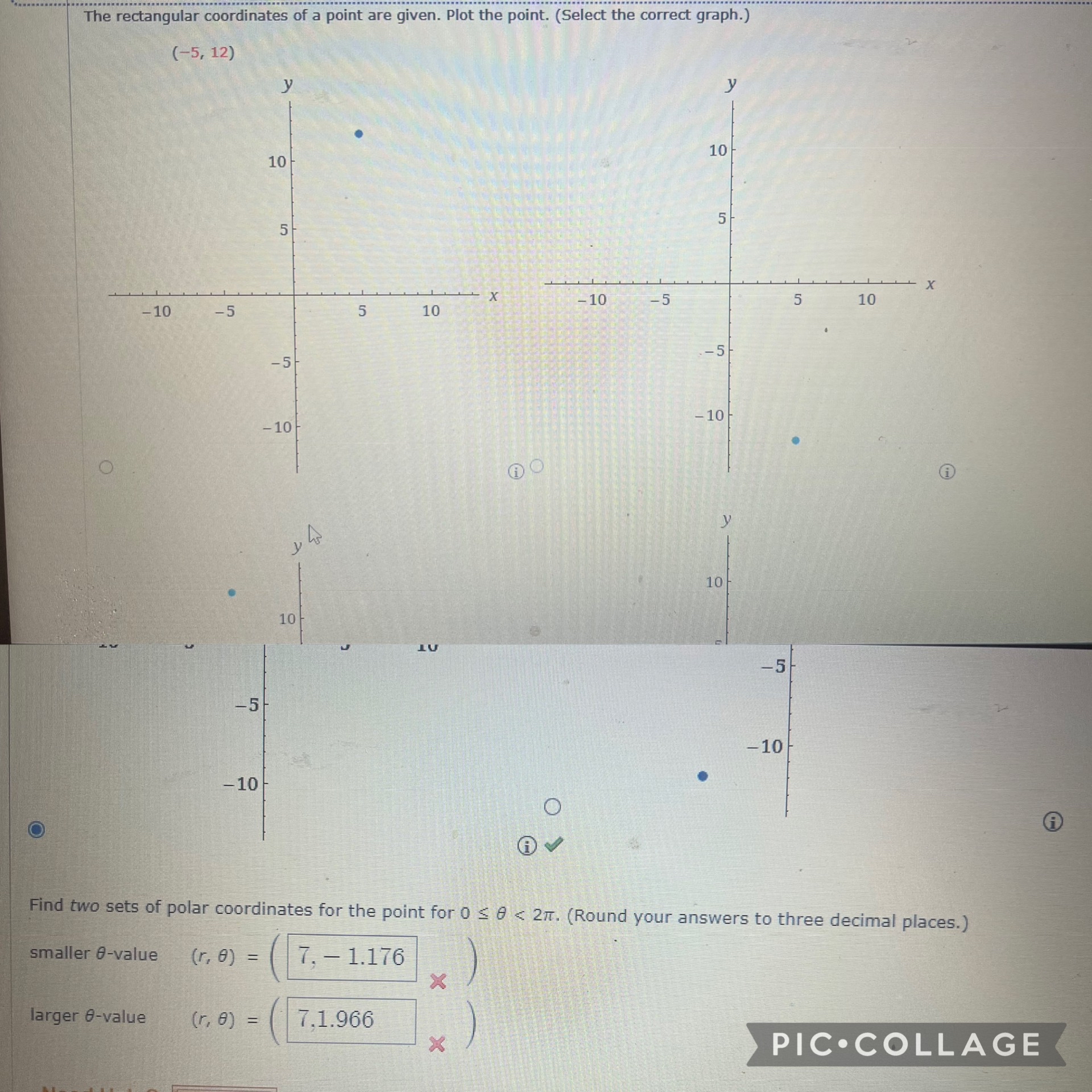 Solved The rectangular coordinates of a point are given. | Chegg.com