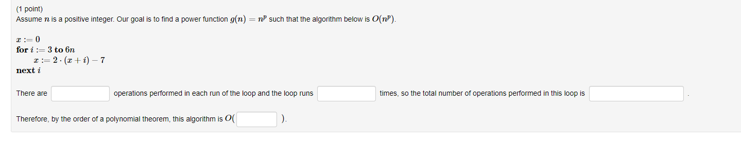 Solved (1 ﻿point)Assume n ﻿is a positive integer. Our goal | Chegg.com