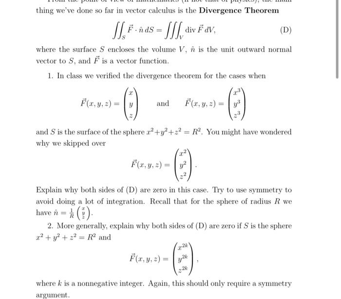 Solved thing we've done so far in vector calculus is the | Chegg.com