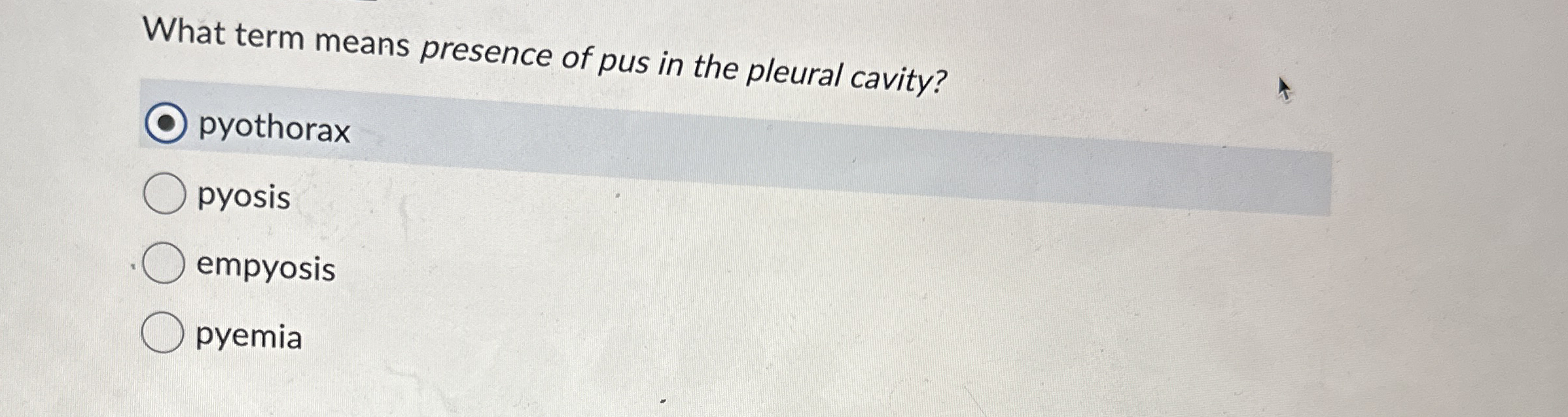 What term means presence of pus in the pleural | Chegg.com