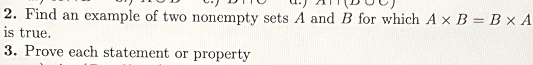 Solved Find an example of two nonempty sets A and B ﻿for | Chegg.com