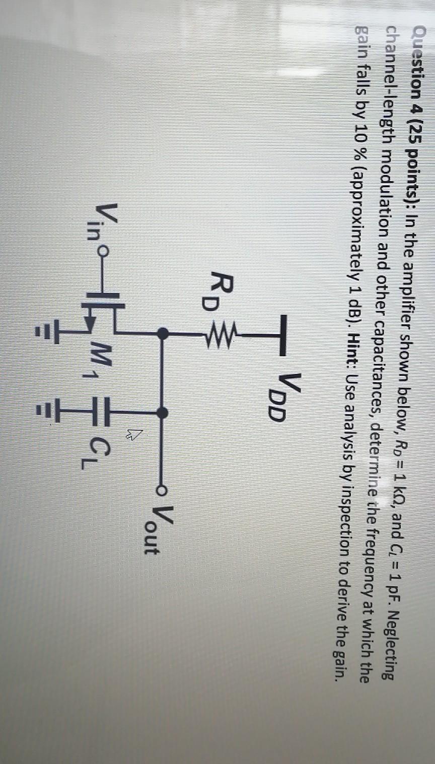 Solved Question 4 (25 points): In the amplifier shown below, | Chegg.com