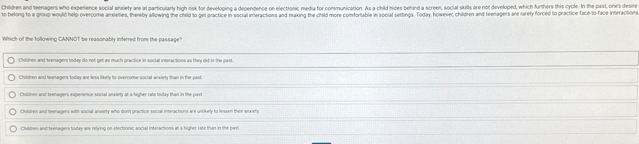 Solved Which of the following CANNOT be reasonably inferred | Chegg.com