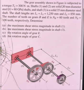 Solved The gear assembly shown in Figure is subjected to a | Chegg.com