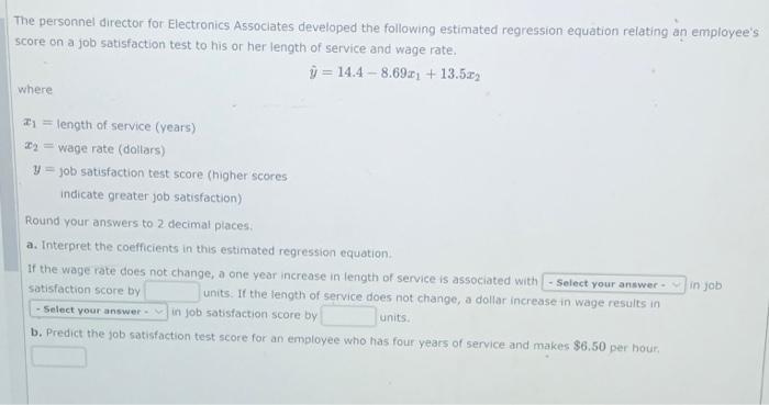 Solved The personnel director for Electronics Associates | Chegg.com