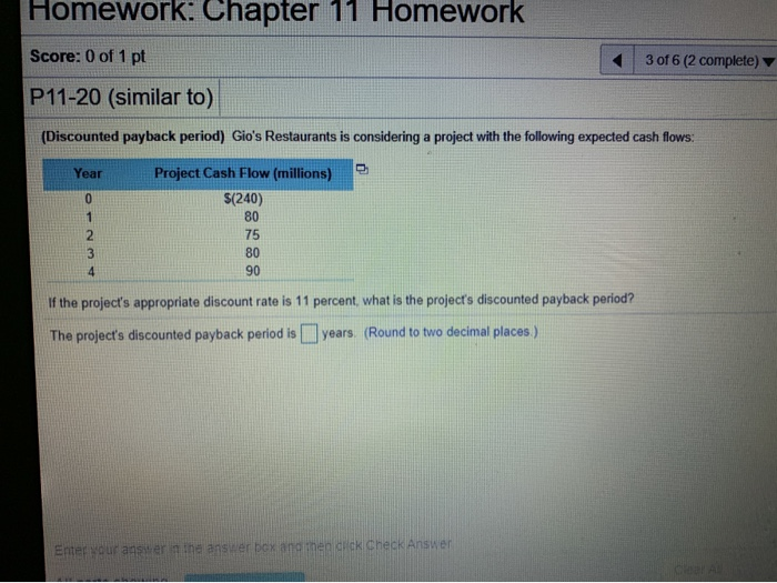 Solved Homework: Chapter 11 Homework Score: 0 of 1 pt 3 of 6 | Chegg.com