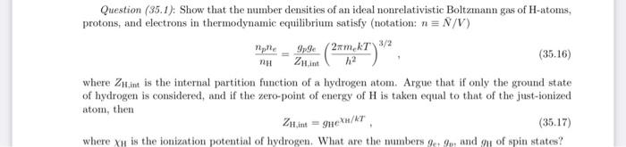 Solved 35.1. (10 points) Basic application of the Saha | Chegg.com