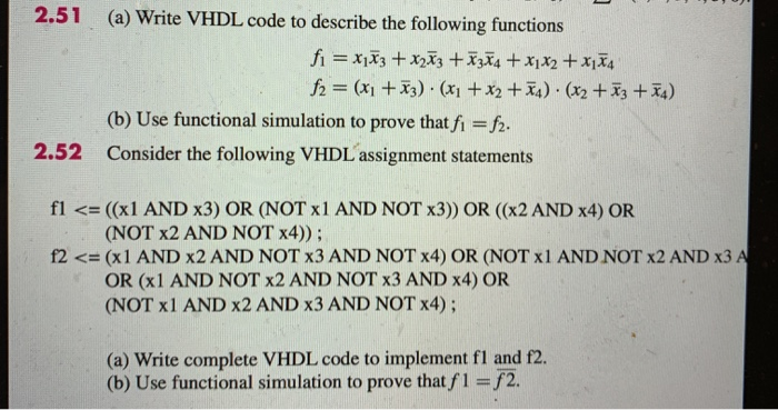 Solved 2.51 (a) Write VHDL code to describe the following | Chegg.com