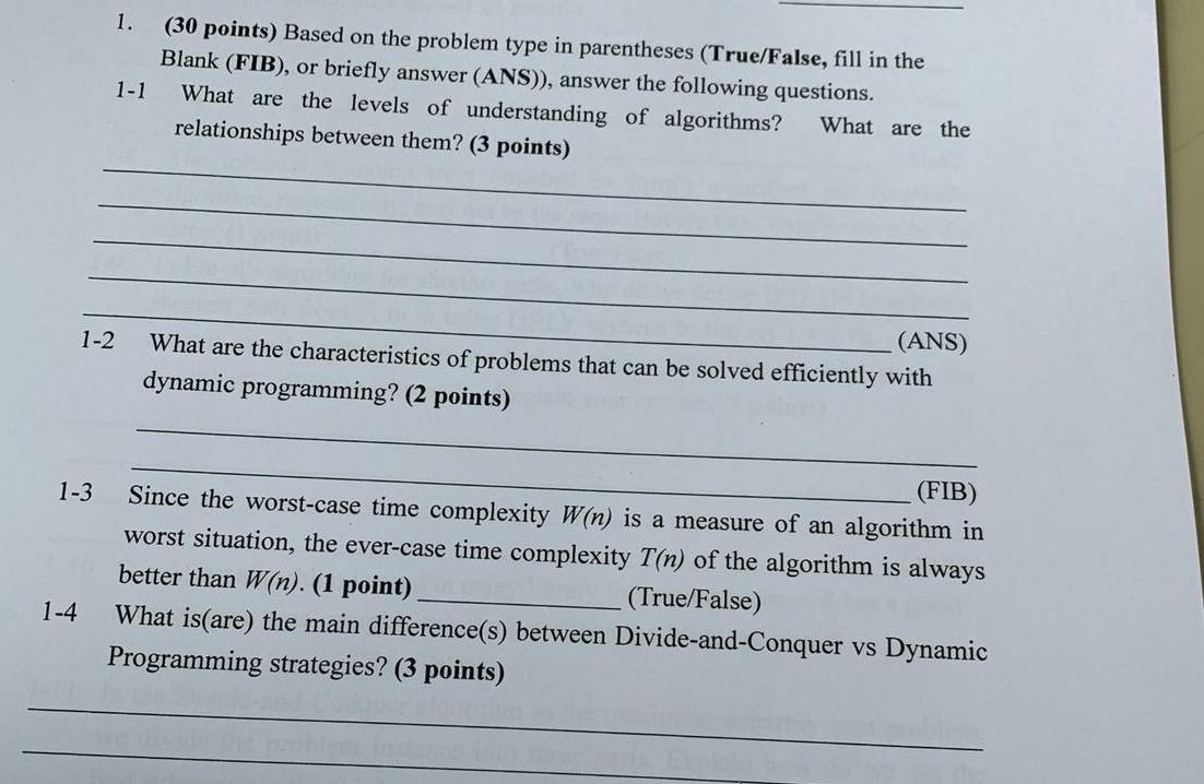 Solved 1. (30 points) Based on the problem type in | Chegg.com