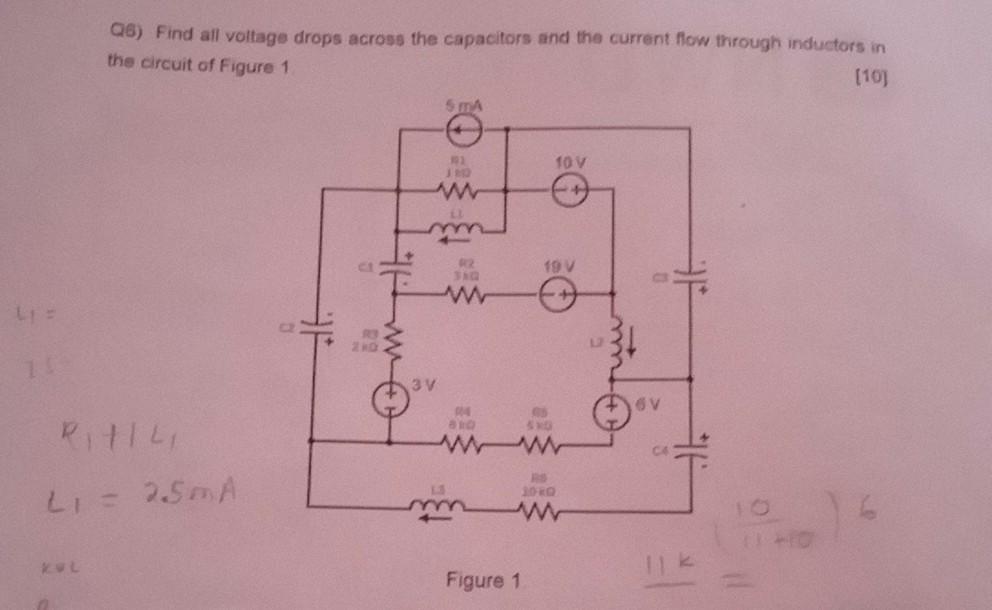 Solved Q6 Find All Voltage Drops Across The Capacitors And 0637