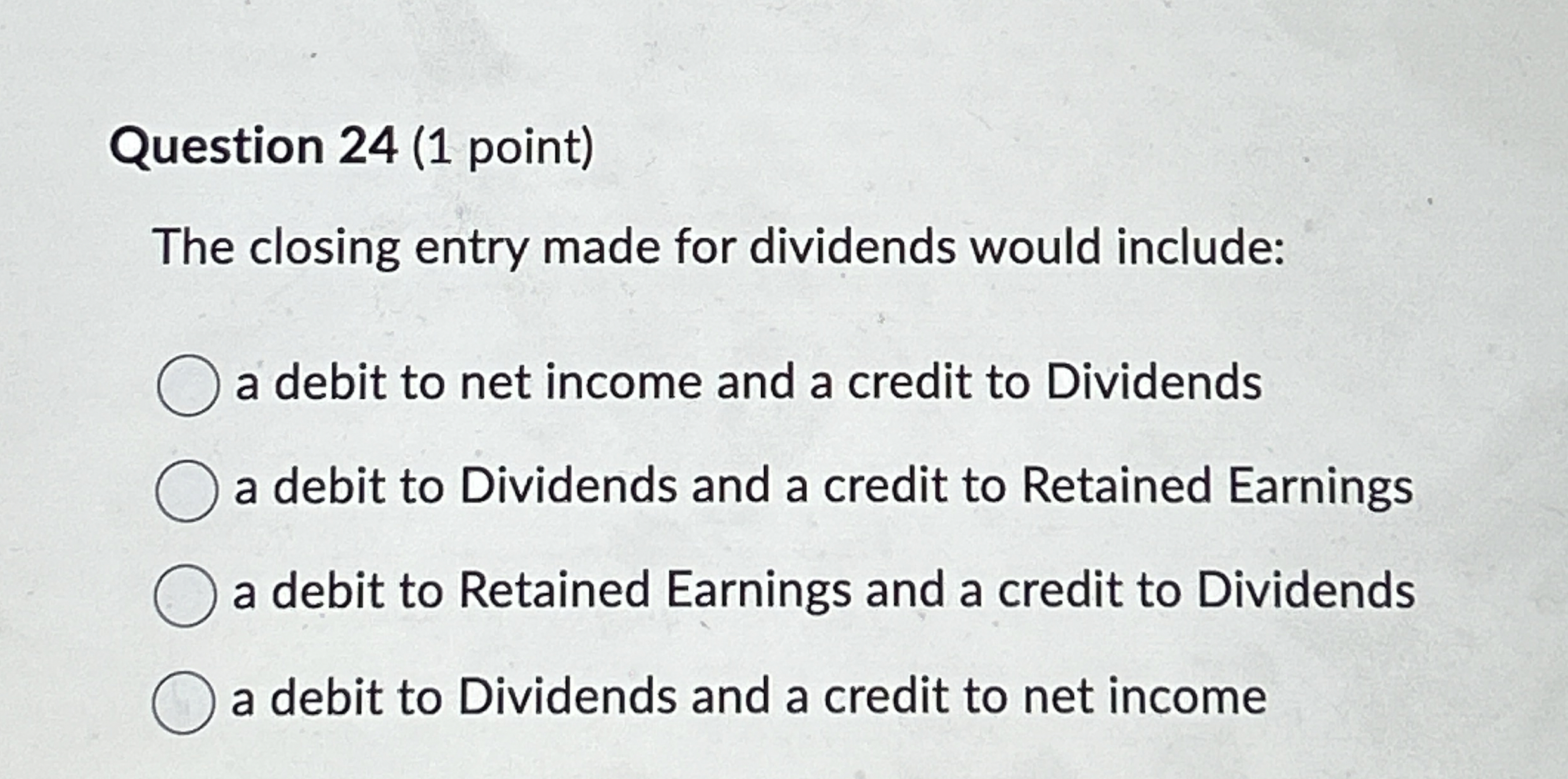 Solved Question 24 (1 ﻿point)The closing entry made for | Chegg.com