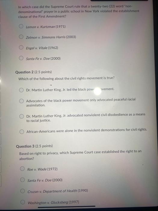 Solved In which case did the Supreme Court rule that a | Chegg.com