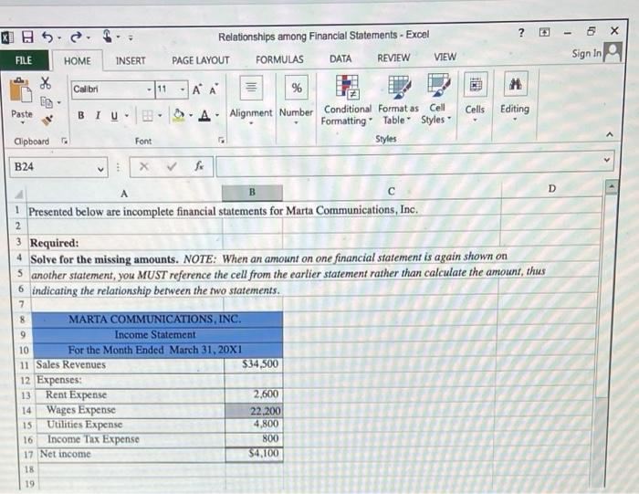 solved-relationships-among-financial-statements-using-chegg