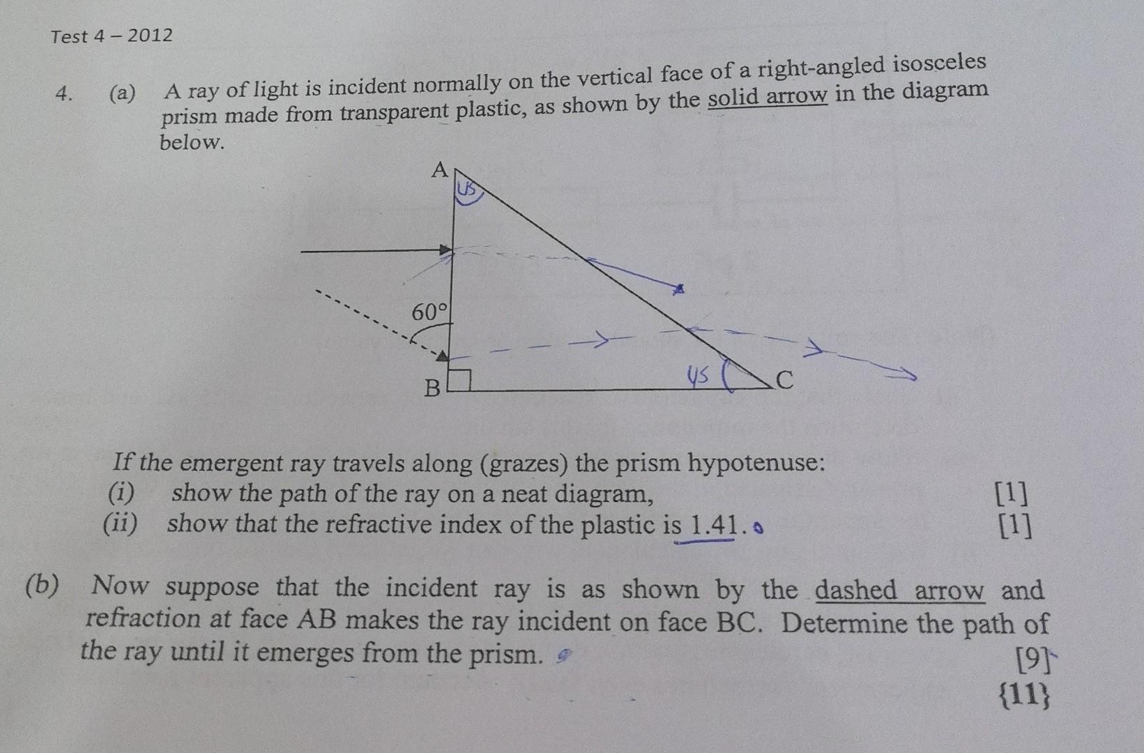 Solved 4. (a) A ray of light is incident normally on the | Chegg.com