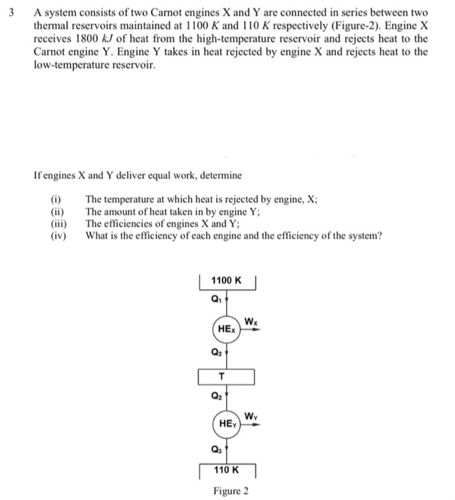 Solved 3 A system consists of two Carnot engines X and Y are