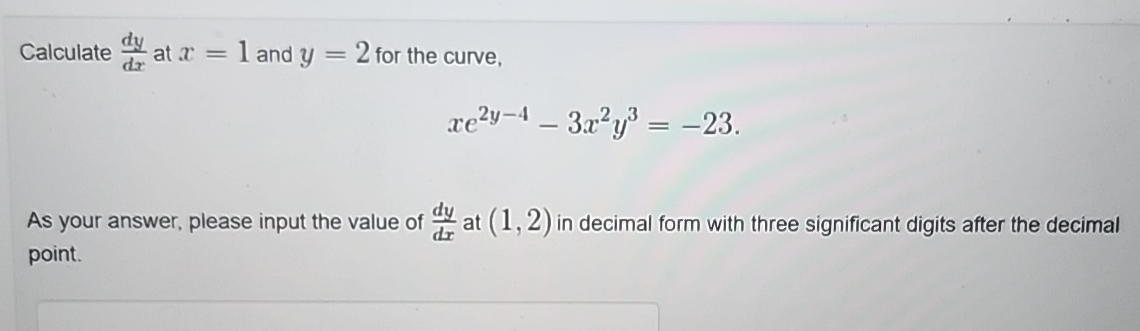 Solved Calculate Dydx at X 1 and Y 2 for The Chegg solved-calculate-dydx-at-x-1-and-y-2-for-the-chegg