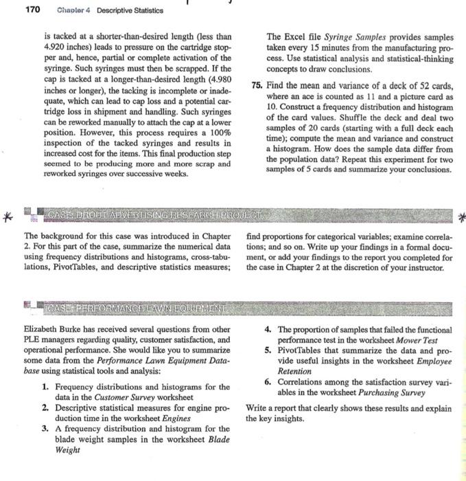 Solved 170 Chapter 4 Descriptive Statistics is tacked at a | Chegg.com
