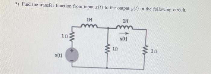Solved 3) Find the transfer function from input x(t) to the | Chegg.com