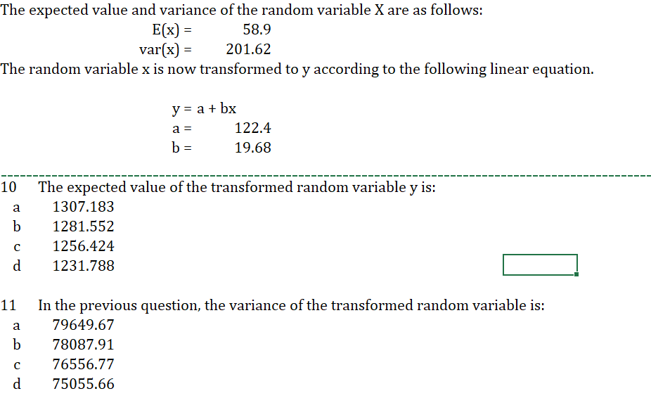 Solved The expected value and variance of ﻿the random | Chegg.com