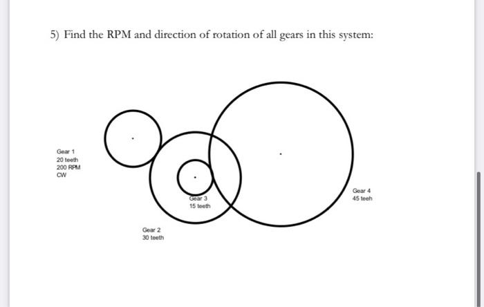 Solved 5) Find the RPM and direction of rotation of all | Chegg.com