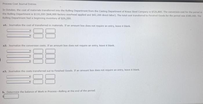 Solved Process Cost Journal Entries In October, the cost of | Chegg.com