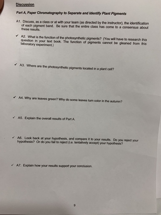 Lab 10. Photosynthesis Paper Chromatography and Plant