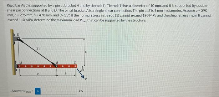 Solved Rigid bar ABC is supported by a pin at bracket A and | Chegg.com