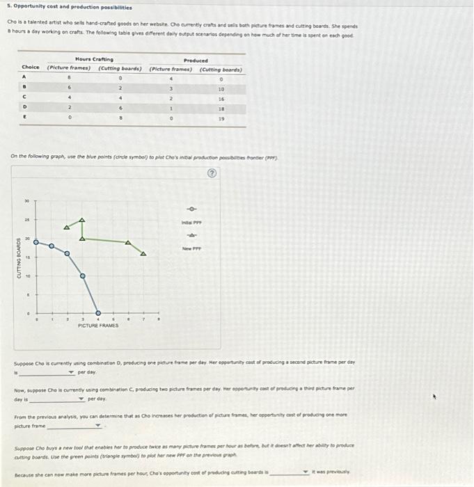 Solved 5. Opportunity cost and production possibilities Cho