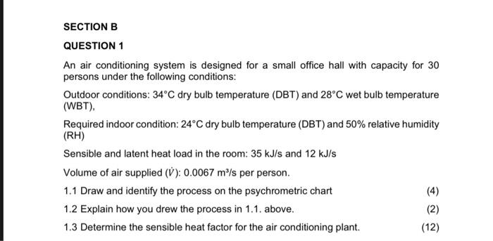 Solved SECTION B QUESTION 1 An Air Conditioning System Is | Chegg.com