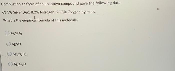 Solved Combustion analysis of an unknown compound gave the | Chegg.com