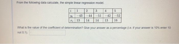 Solved From the following data calculate, the simple linear | Chegg.com