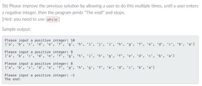 Solved 5b) Please improve the previous solution by allowing | Chegg.com