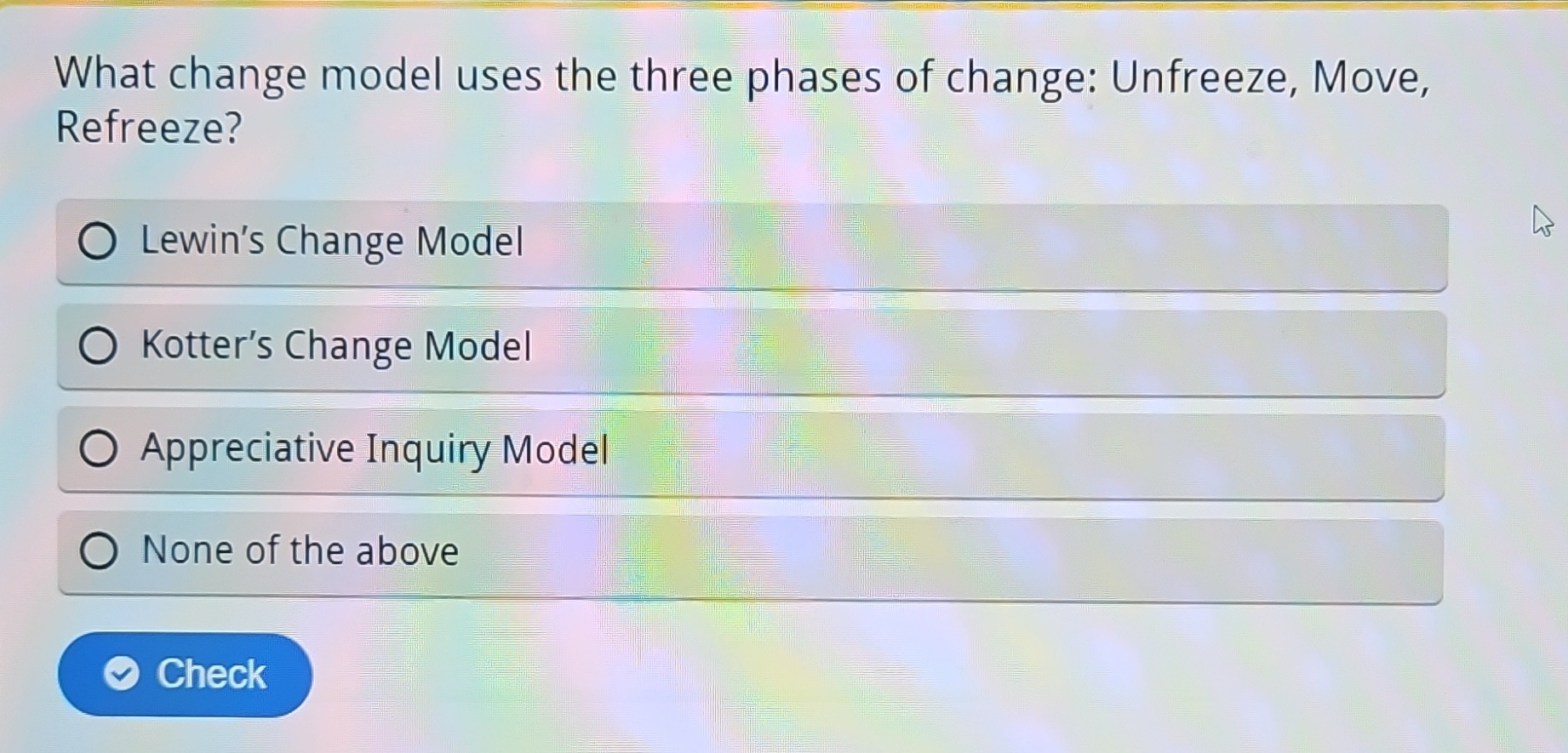 Solved What change model uses the three phases of change: | Chegg.com