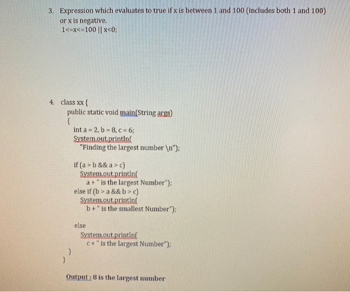 Solved 3. Expression which evaluates to true if x is between | Chegg.com