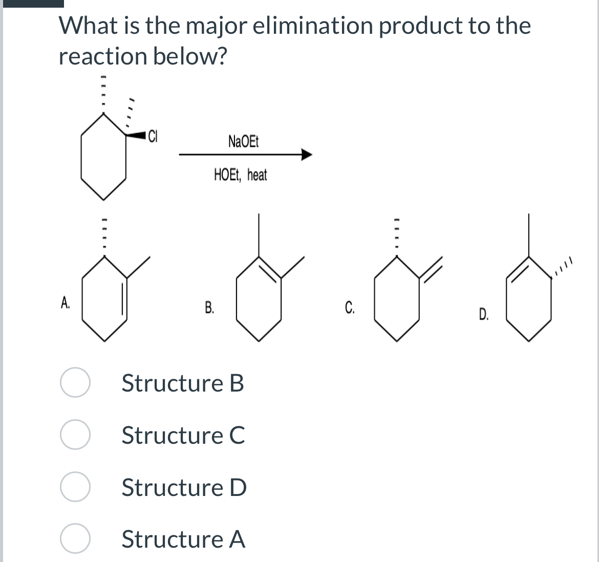 Solved What is the major elimination product to the reaction | Chegg.com