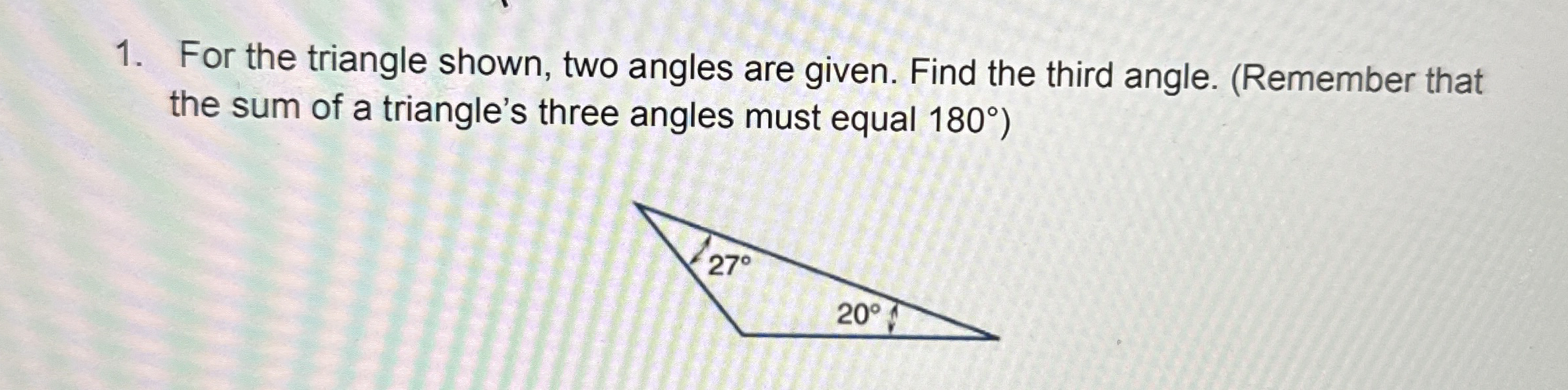 calculate angle of triangle given 2 angles