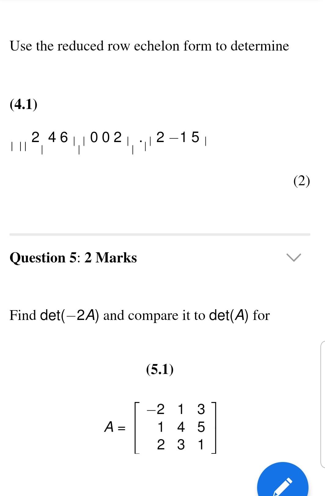 Solved Use the reduced row echelon form to determine (4.1) | Chegg.com