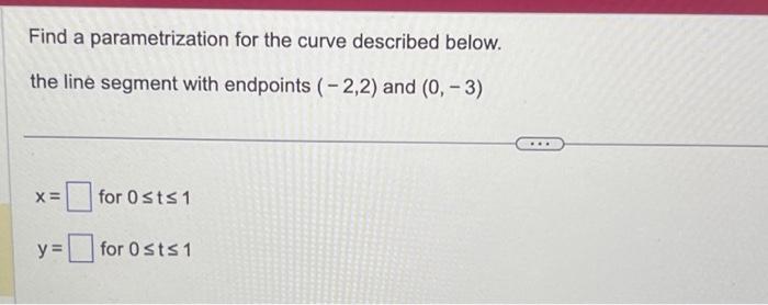 Solved Find A Parametrization For The Curve Described Below. | Chegg.com