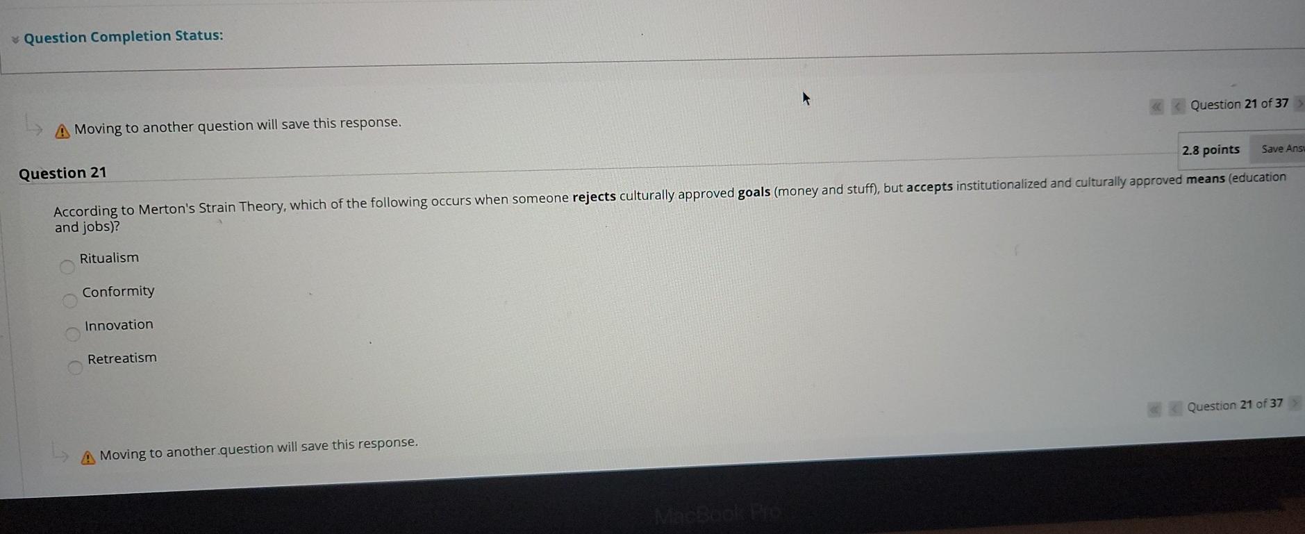 Solved Question Completion Status: Question 21 of 37 A | Chegg.com