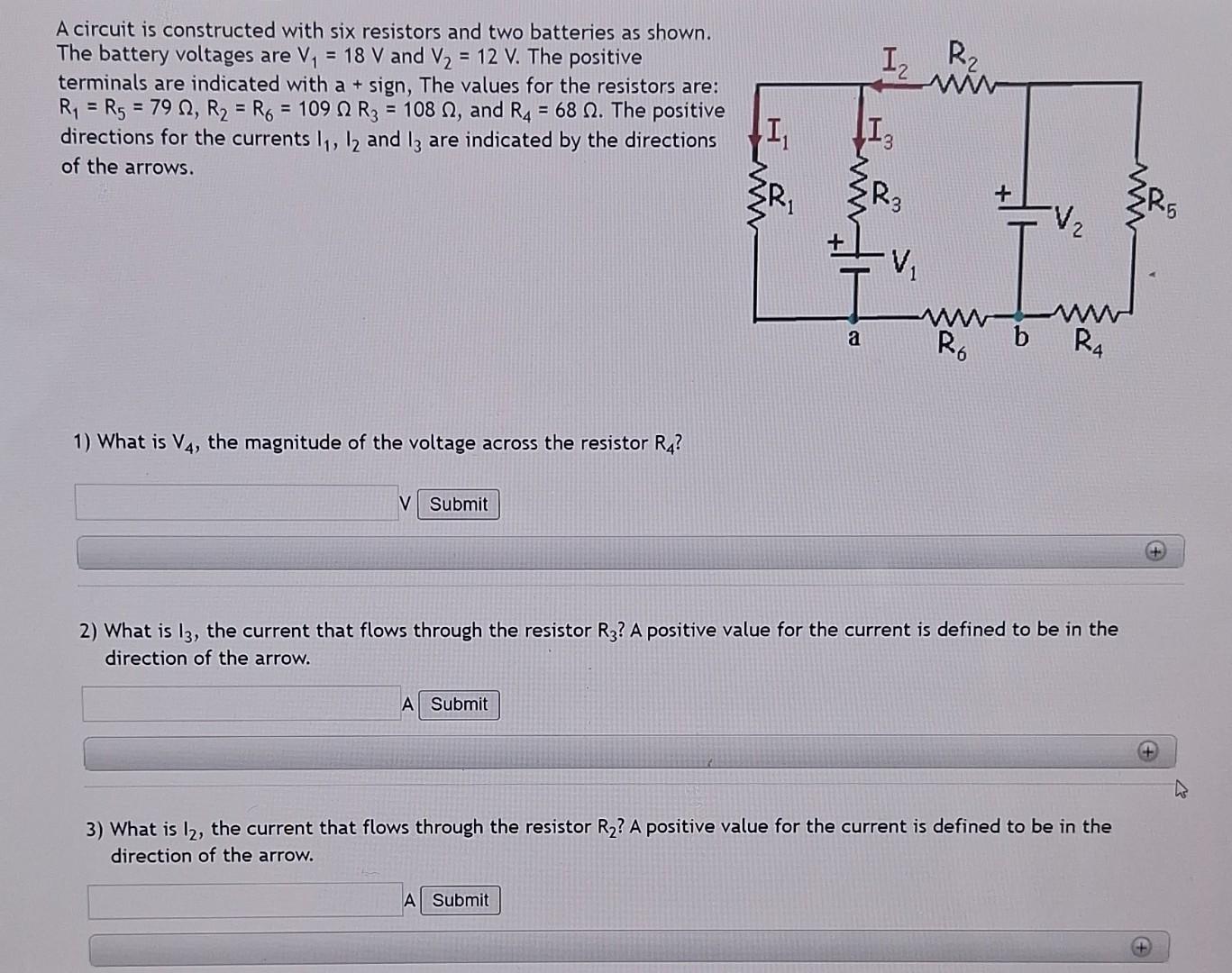 Solved A Circuit Is Constructed With Six Resistors And Two | Chegg.com