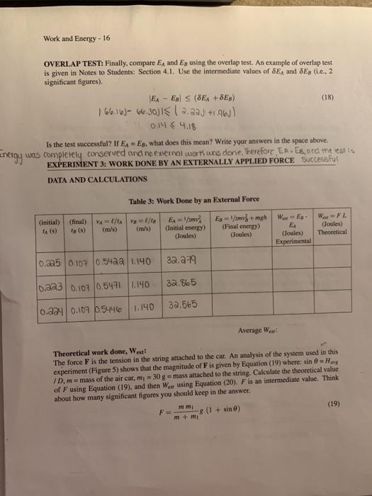 Solved Work and Energy - 12 EXPERIMENT 2: CONSERVATION OF | Chegg.com