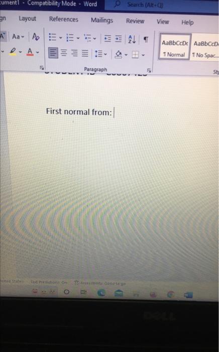 Solved First normal from: | Chegg.com