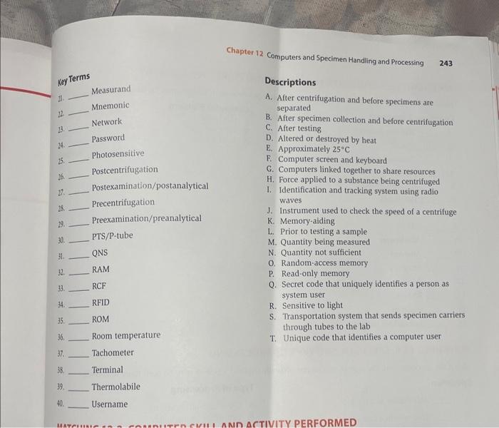 Solved Chapter 12 Computers and Specimen Handling and