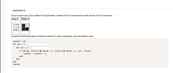 Solved Choose the correct code that lests for this pattern | Chegg.com