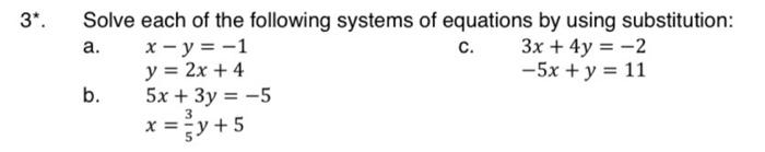 Solved Solve each of the following systems of equations by | Chegg.com