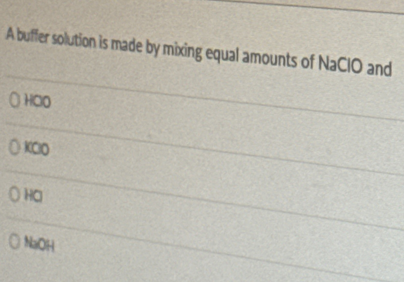 Solved A buffer solution is made by mixing equal amounts of | Chegg.com